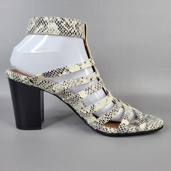Vionic Sami Caged Sandals Snake Print Open Toe Block Heel Black White Size 10 - Picture 3 of 15